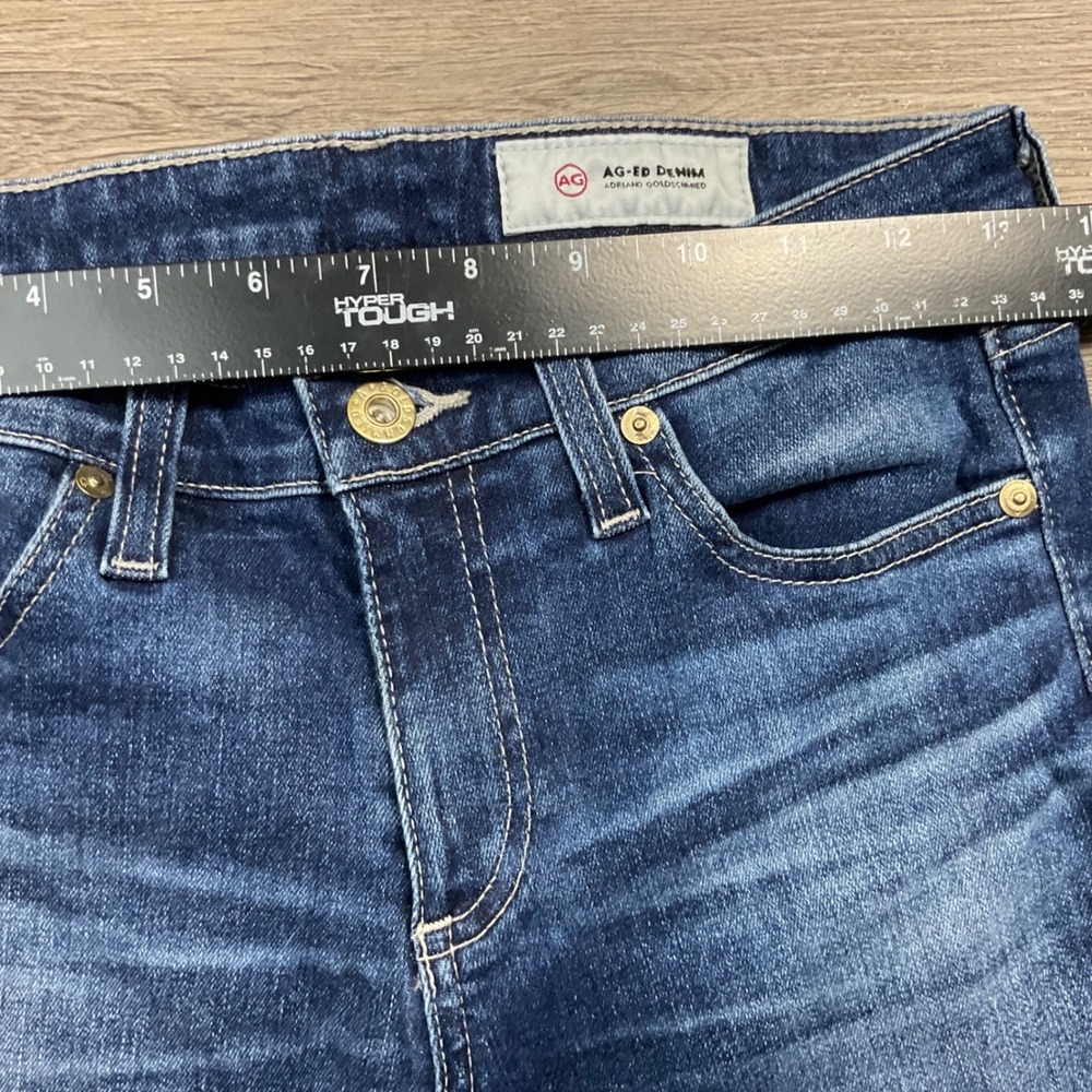 AG Adriano Goldschmied Skinny Ankle Jeans Womens 26 Blue Dark Wash Raw Hem Slit - Picture 9 of 10